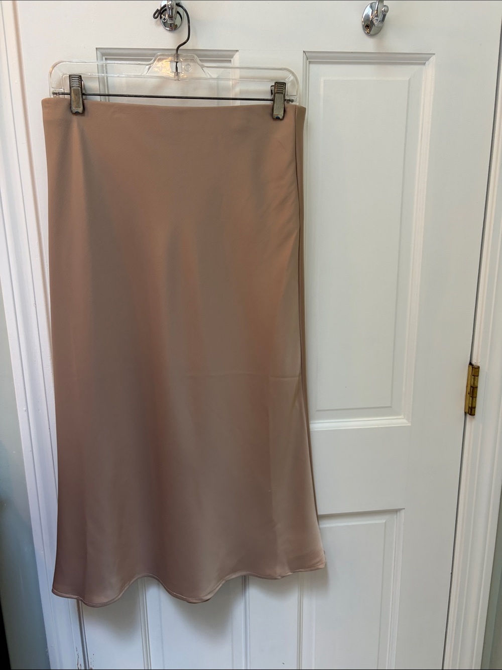 Classic Bias-Cut Satin Skirt in Taupe
